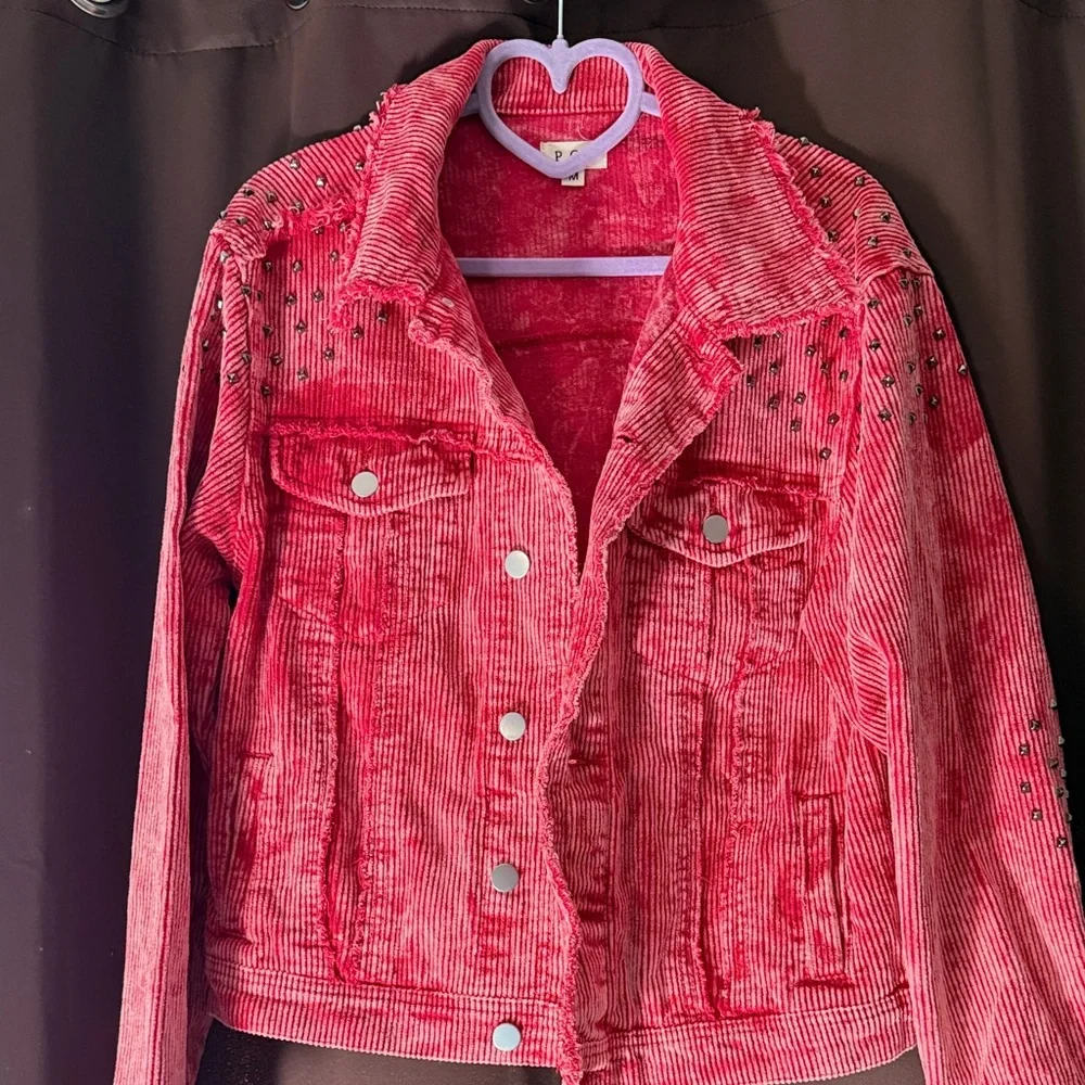 POL Vibrant Red Corduroy Jacket - Picture 1 of 7